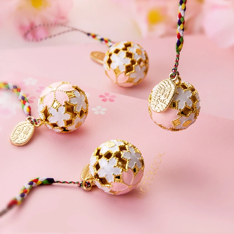 

1pc Lucky Cherry Blossom Pattern Bell Sensoji Temple Amulet Water Sound Bell Cute Mobile Phone Pendant Handmade Accessories Gift