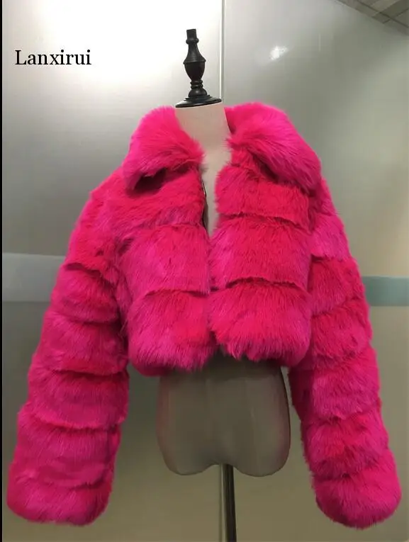High Luxury Faux Fox Fur Jacket Women Fluffy Turn