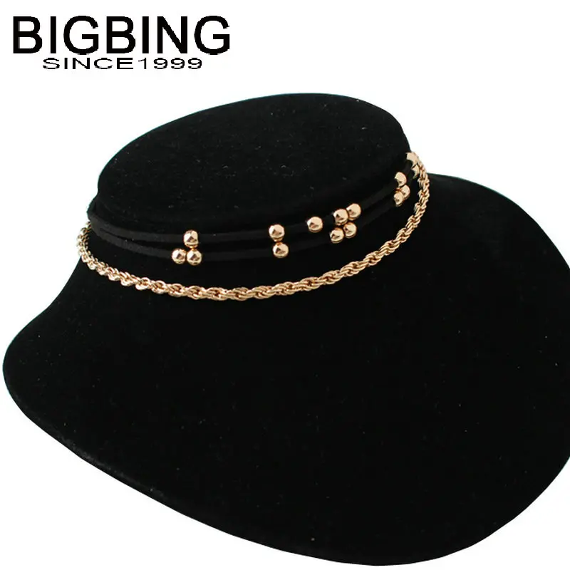 R329 BigBing Модная бижутерия Золотая цепочка Черные бусы чокер короткое ожерелье цепи ожерелье Женские Ювелирные изделия Высокое качество