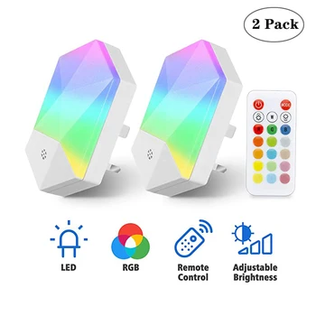 

1/2 Pcs RGB night light 16 Colors LED Remote Control Dimmable Night Lights EU/US/UK Plug,For Baby Kids Room Bedroom wall Lamp