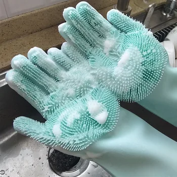 

Dishwashing Silicone Gloves Kitchen Scrub Silicone Cleaning Gloves Insulated Kitchen Housework Cleaning Gloves