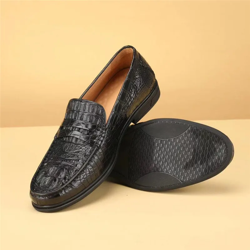 US $211.19 Business Casual Style Authentic Exotic Crocodile Skin Soft Sole Mens Loafers Genuine Alligator Leather Male Slipon Shoes