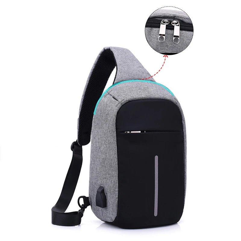Хит, USB зарядка, сумки через плечо для мужчин, женщин, защита от взлома, мужской, на молнии, бизнес, нагрудная сумка, защита от кражи