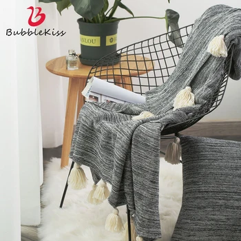 

Bubble Kiss Solid Color Tassel Blanket Home Decor Throw Blanket Wearable Blanket for Bed Blanket Office Siesta Cover Blanket