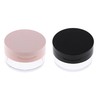 

Set of 2, Cosmetic Loose Translucent Face Powder Makeup Case,Fine Glitter Powder Storage Box Empty Portable Compact Size