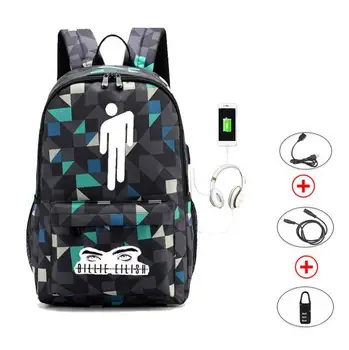 

New Billie Eilish Girls School Backpack Bag Women College Bookbag Travel Shoulder Bags Teenage Canvas Backpacks Mochila Escolar