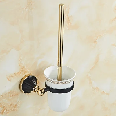 Toilet Brush Holder Набор аксессуаров для ванной комнаты, Черное золото, вешалка для полотенец, держатель для бумаги, держатель для туалетной щетки, угловая полка, медный набор аксессуаров для ванной - Цвет: Toilet Brush Holder
