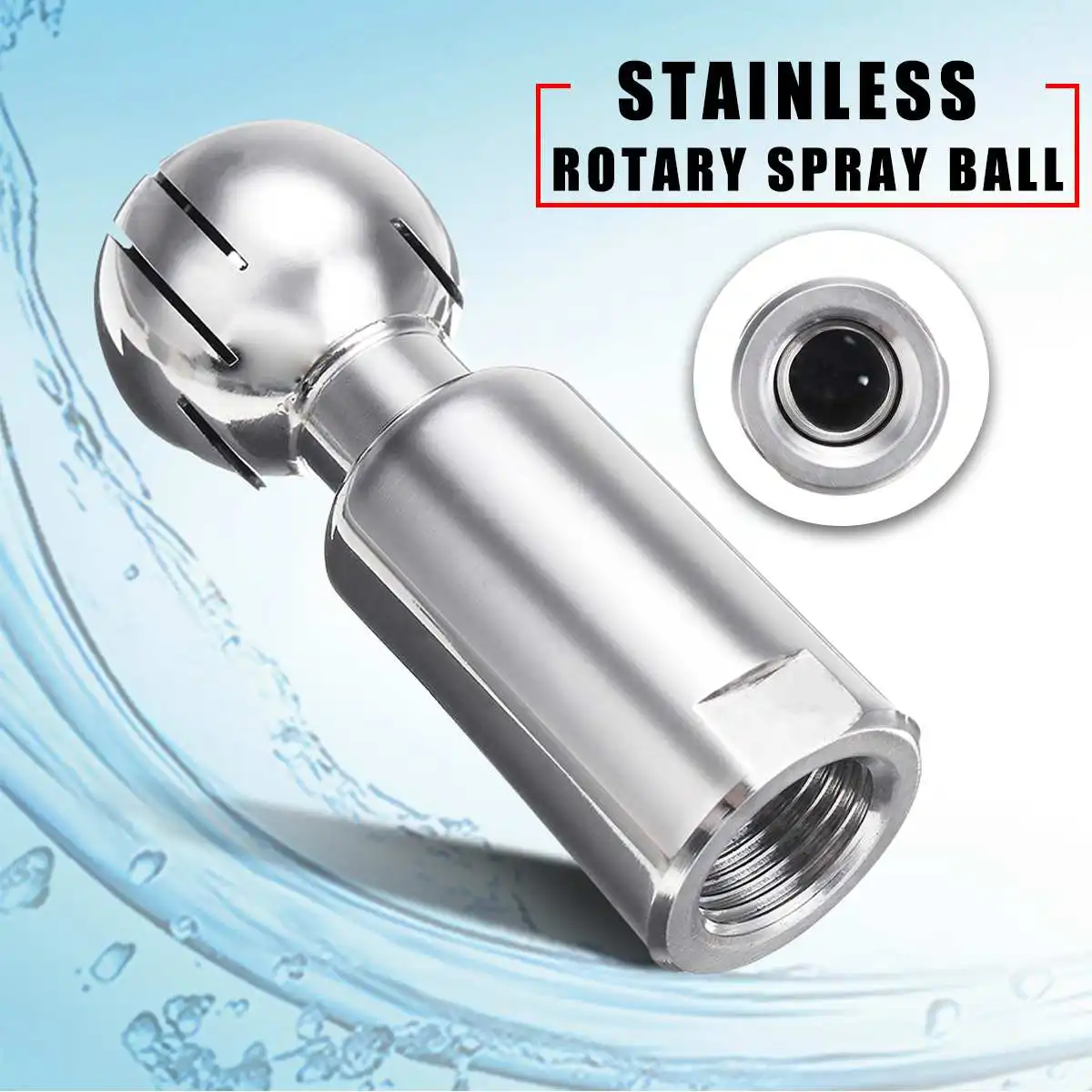 

1/2 Inch Stainleess Rotary Spray Ball Sanitary Female Thread CIP Tank Cleaning Head 360 Degree Coverage Wash Fitting