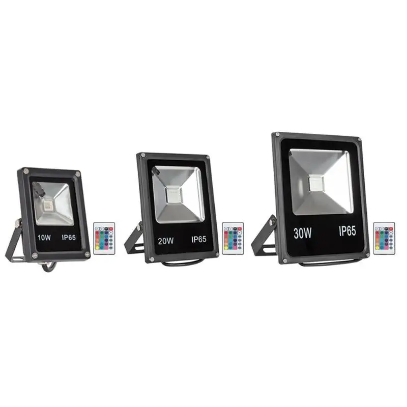 10/20/30W Colorful RGB Floodlights with Remote Control LED Waterproof Outdoor Projection Lamp Corrosion-resistant Lighting