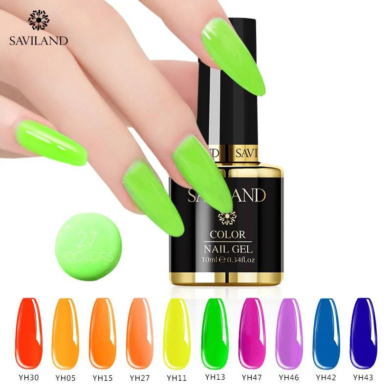 

SAVILAND 27Colors Summer Theme Series Neon Fluorescence Gel Nail Polish Soak Off UV Gel Varnish Colorful Hybrid Gel Lacquer