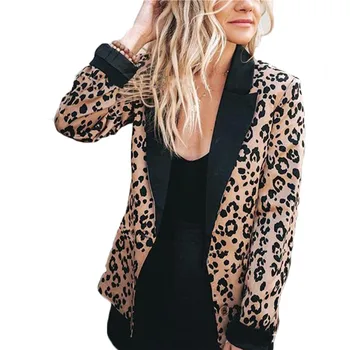 

Fashion Leopard Print Blazer Women Coat Long Sleeve Coat Sexy Elegant Women Blazers Jackets Winter Warm Office Lady Blazer Tops