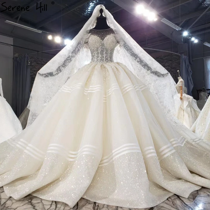 Dubai Ivory Short Sleeve Sparkle Wedding Dresses 2021 Tassel Beading Princess Luxury Bridal Gowns Hx0201 Custom Made Wedding Dresses Aliexpress
