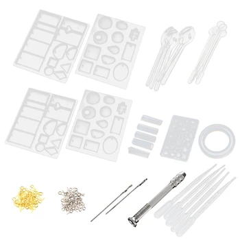 

DIY Bracelet Pendant Drop Glue Mold Set Crystal Silicone Mold with Dropper Stir Stick Claw Nail