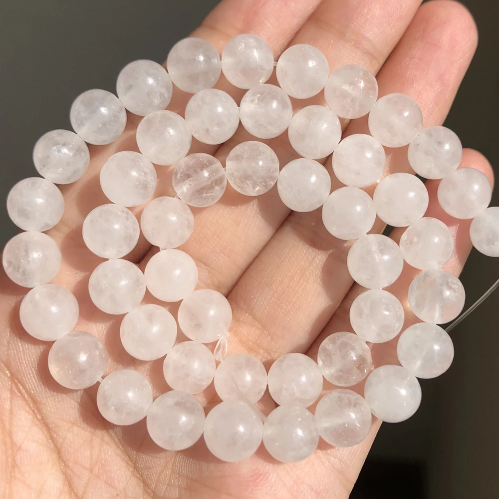 AAA+ Natural White Jades Round Loose Stone Beads For Jewelry Making 15.
