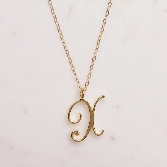 Крошечное ожерелье с буквами алфавита, все 26 Английских A-Z, роскошное ожерелье с монограммой и надписью - Окраска металла: X