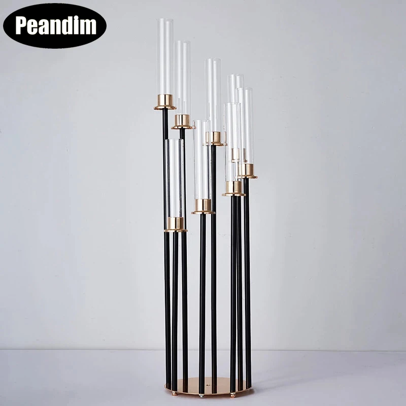 

PEANDIM Black Metal Candelabra 8 Heads Candlestick Candle Holders Wedding Table Centerpieces Candle Stands Party Decoration