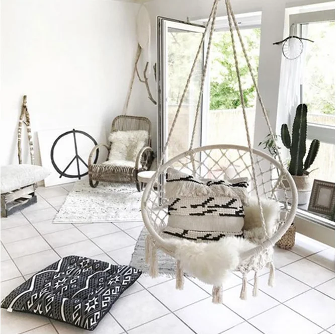 Nordic Wind Tassels Basket Chair Indoor 