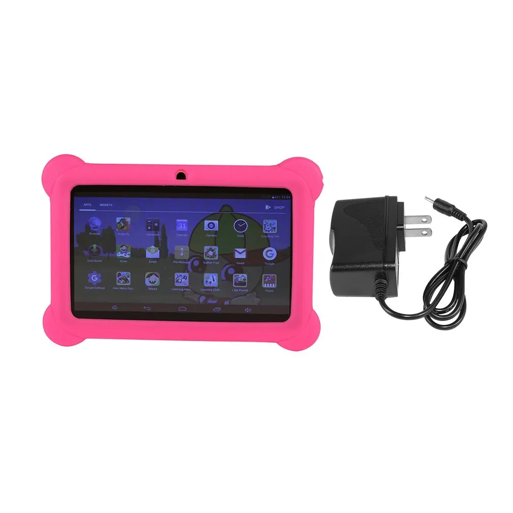 Q88 7 дюймов детский планшет 1G+ 8 Гб A33 4 ядра 0.3MP двойной Камера 1024*600 Android 4,4 планшетный ПК с силиконовой крышкой