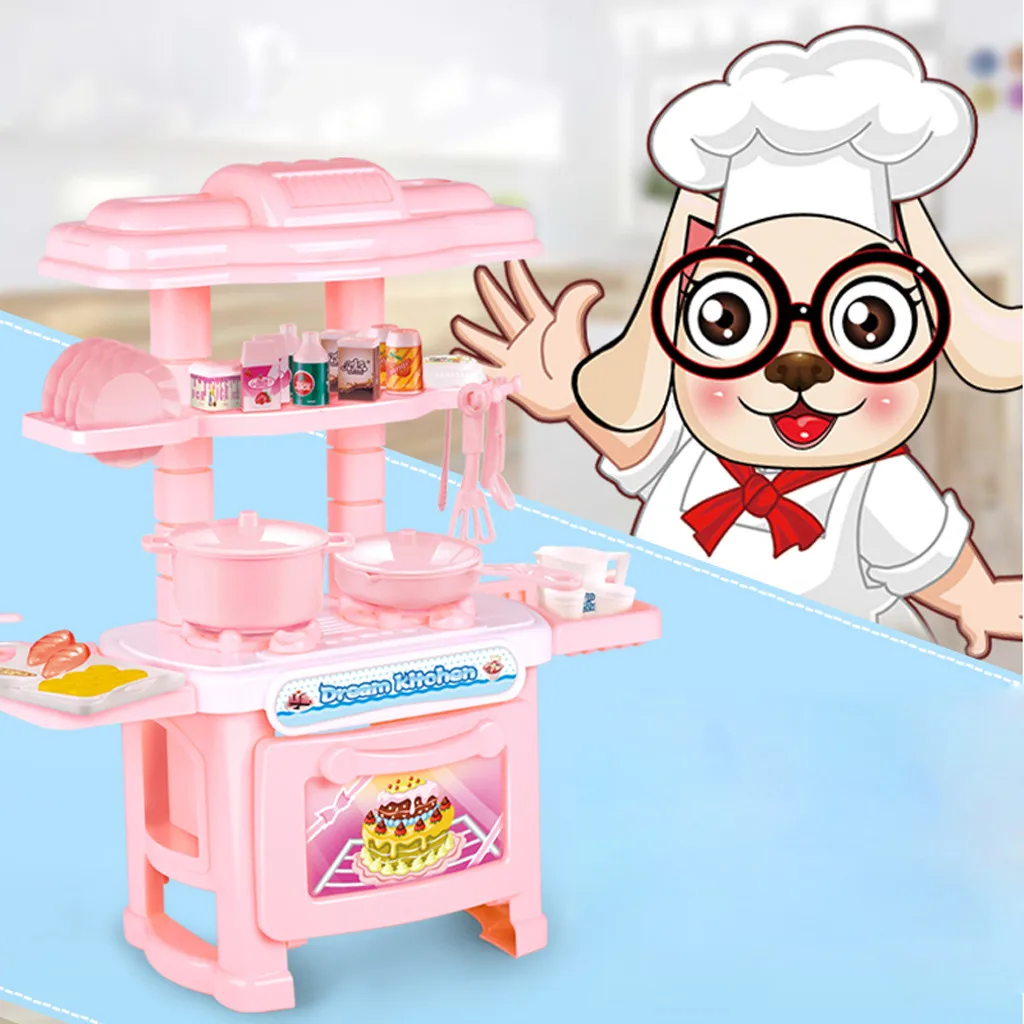 Children's mini Educational Kitchen Toys Pink Household Appliances Children Play For Kids Girls Toy Dropshipping M0731 | Игрушки и