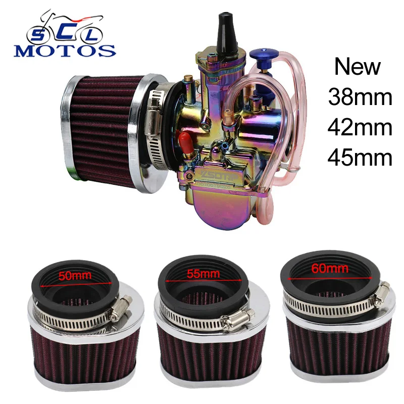 Sclmotos- 38 42 45 50 55 60mm Motorcycle Air Filter Air Pods Cleaner Fit For 50cc 110cc 125cc 200cc ATV Scooter Pit Dirt Bike
