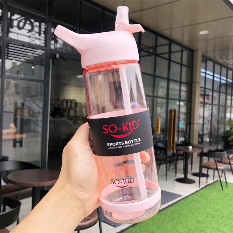 550ml/800ml/1000ml Sports Water Bottle Straw Portable Sport Fitness Bottles Cute Kids Baby Drinkware Waterbottle