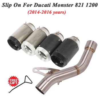 

Slip On For DUCATI Monster 821 Monster 1200 Motorcycle Exhaust Escape Modiifed Middle ink Pipe Catalyst Carbon Fiber Muffler