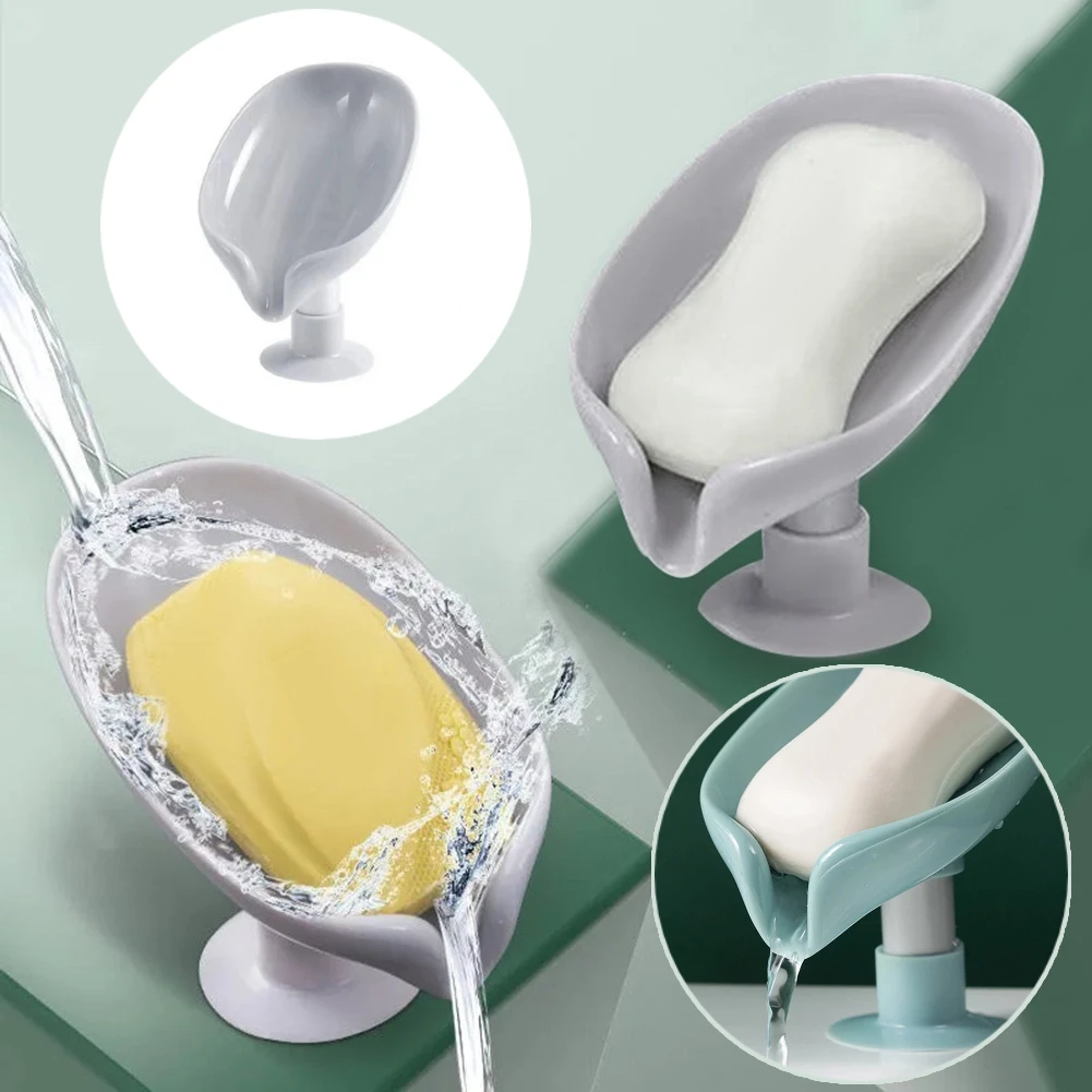 Plastic Leaf Shape Drain Soap Box Creative Holder Stand Dish Multifunction Suction Cup Storage Rack Bathroom Organizer Tool | Дом и сад