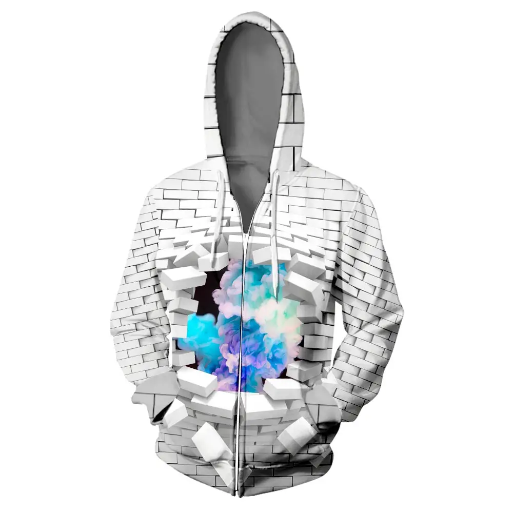 WAMNI толстовки на молнии красочные облака дыма 3D толстовка Повседневная забавная