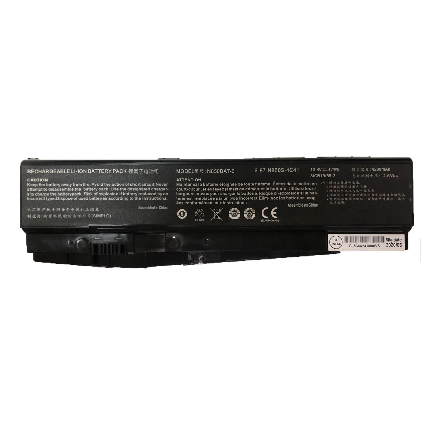 10 8 V 47Wh Новый аккумулятор для ноутбука N850BAT-6 Clevo Z6-KP5GT Z7m-KP7GT N850S Z7m-KP5S1 Z7m-KP7SC6-87-N850S-4C4 |
