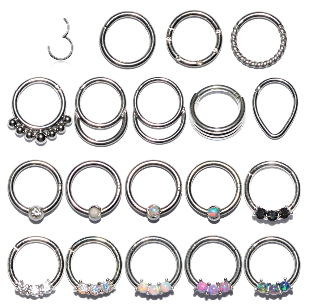 1Piece 16g Stainless Steel Septum Clicker Hoop Ring Nose Labret Ear Tragus Cartilage Daith Helix Earring Stud Body Piering | Украшения и