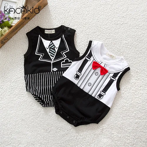 

Summer Hot Selling Childrenswear Bowtie Tie Triangle Romper Crawling Clothes One-piece Formal Dress Gentleman Triangular Onesie