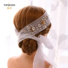 TOPQUEEN HWS04 Rhinestone wedding veil headband bridal headpieces wedding hair tiara silver bridal hair accessories