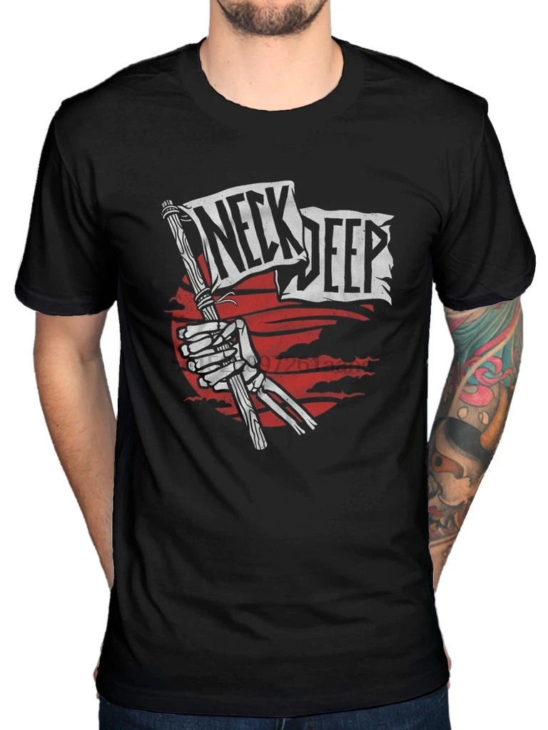 

Official Neck Deep Flag T-Shirt Wishful Thinking Peace Panic Album Simple Wrap