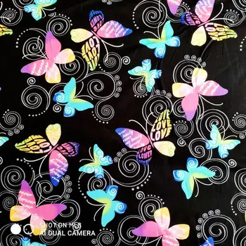

50*140cm Cotton Plain Weave Butterfly Printing Fabric Patchwork Needlework DIY Handmade Cloth Dress Sewing Material Quilting