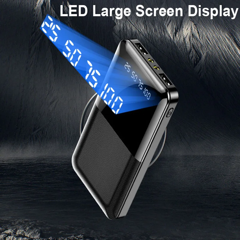 10000 зеркало портативный внешний аккумулятор Двойной USB 2 светодиодный мини банк питания для iPhone Смартфон Android телефон повербанк