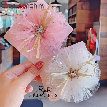 

BalleenShiny Mesh Sequined Five-pointed Star Flower Infant Baby Hairpins Princess Headdress Kids Girl Hair Clip Baby Accessories