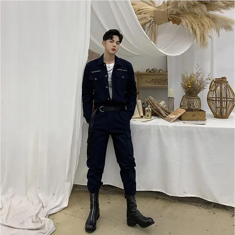 SHENGYUJIN S~ 2XL! Осень Ретро оснастки комбинезон мужские ins тренд брюки хип хоп Свободные Комбинезоны мужской костюм