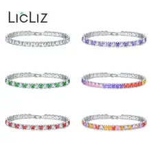 LicLiz модный квадратный циркониевый Хрустальный Теннисный браслет для женщин, цвет белого золота, ювелирный цветной браслет на цепочке LUB0178