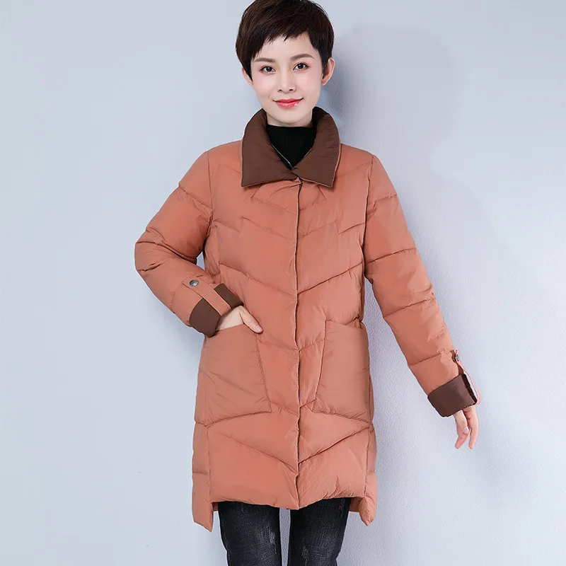 

Cotton-padded Clothes Women's Mid-length Korean-style Winter 2018 New Style Large Size Loose-Fit Contrast Color Warm Cotton-padd