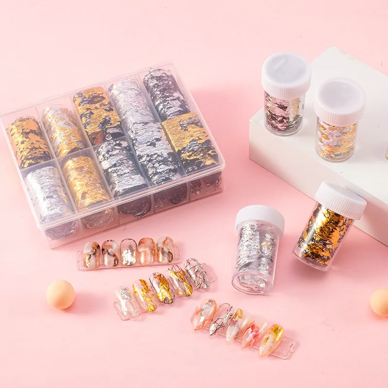 Nail Decoration Style Japanese Nail Gold Foil Net Star Paper Japanese Manicure Gold Leaf Fragment Manicure Charm Jewelry