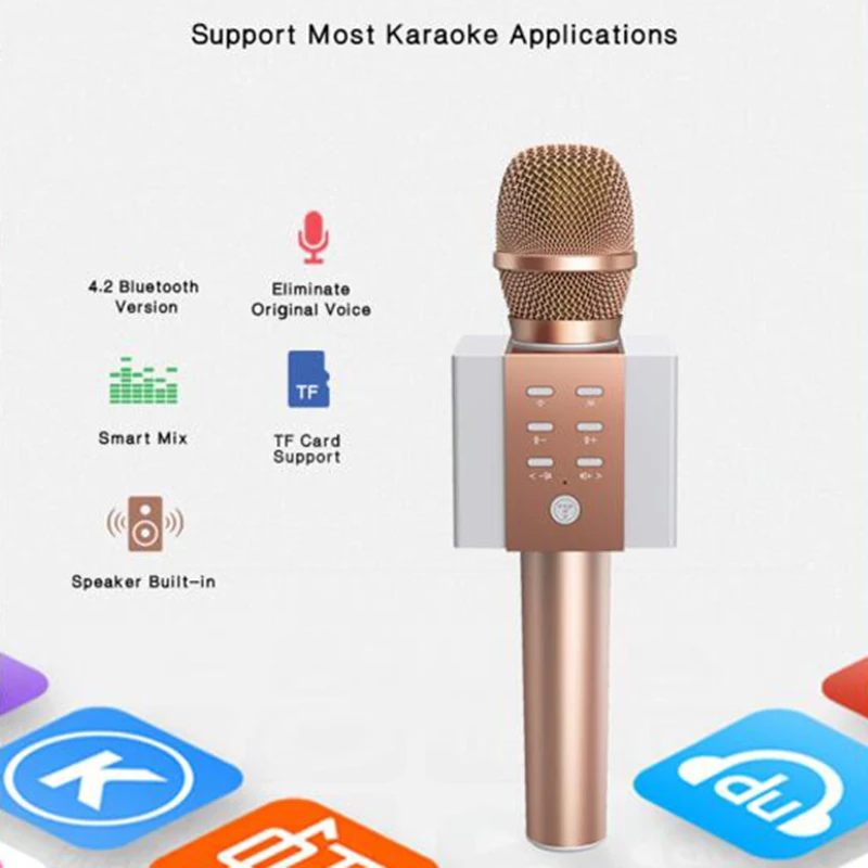 Беспроводной Bluetooth микрофон для караоке портативный динамик Совместимый телефон, ПК, планшетный компьютер для вечерние/церковные/St