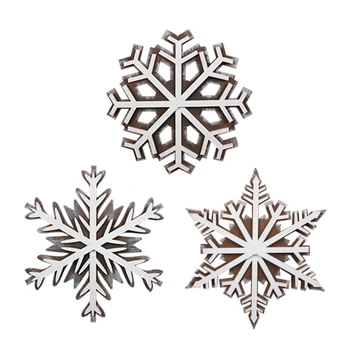 

Merry Christmas Tree Hanging Snowflake Ornaments Wooden Hollow Design Pendant