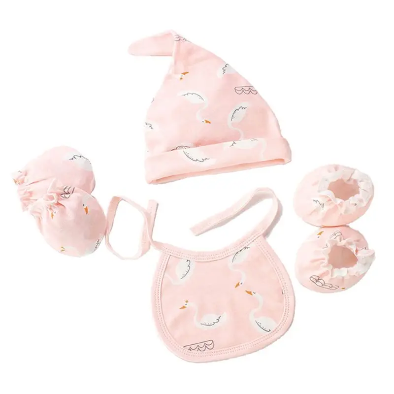 Детские варежки, шапочка для новорожденных, нагрудники, Детские хлопковые шапки, рукавица со скребком, перчатки, Слюнявчики для малышей, унисекс - Цвет: Pink-2