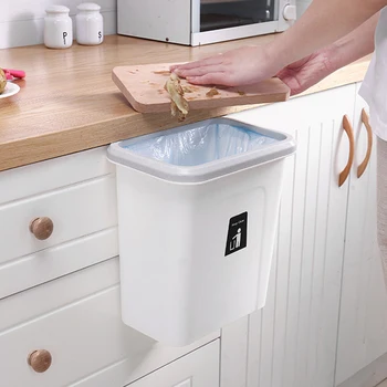 

Push-Top Waste Bin Hanging Automatic Return Lid For Fruit And Vegetable Pericarp-Small Garbage Cabinet Cupboard Trash Can A05