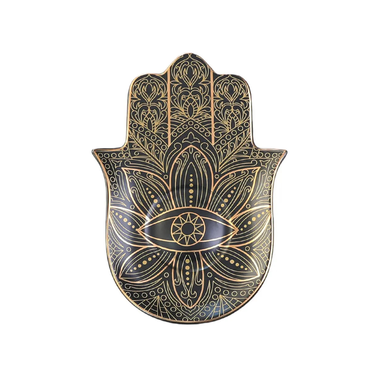 Ceramic Dish coffee cup tray Decorative Hamsa Hand Plates Storage Tray Key storage disc
