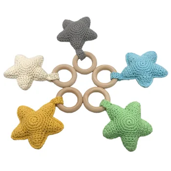 

Baby Teething Ring Chewie Teether Safety Wooden Natural Star Sensory Toy Girl Gift 2019 New Wholesale