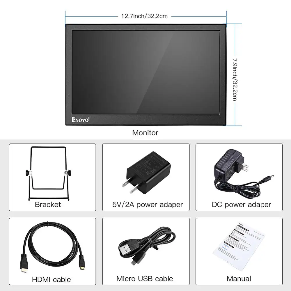Eyoyo EM13F 13," Портативный FHD 1920x1080 72% NTSC игровой монитор ips двойной мини HDMI дисплей с динамиком ЖК-экран для PS4 Xbox