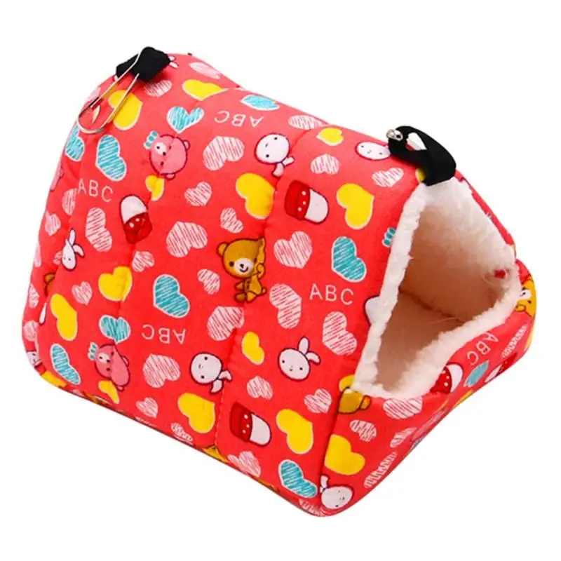 Милая клетка для мелких животных, домашних животных, кроликов, хомяков, домашняя кровать, крыса, Qquirrel Guinea, зимняя теплая подвесная клетка, хомяк, гнездо, подвесная кровать - Цвет: Little Bear