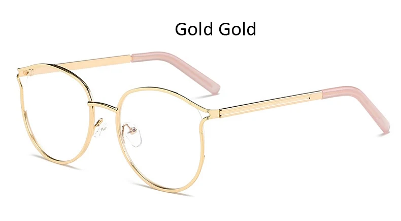 Gold Gold Модные очки кошачий глаз, оправа для женщин, винтажные круглые прозрачные очки пилота, оправа для очков, золотые женские очки, прозрачные линзы, очки - Цвет оправы: Gold Gold
