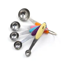 Мерная ложка из нержавеющей стали, 5 шт., силиконовая ручка, мерная чашка, комплект мерных ложек ложки для выпечки, инструмент от производителя Direc